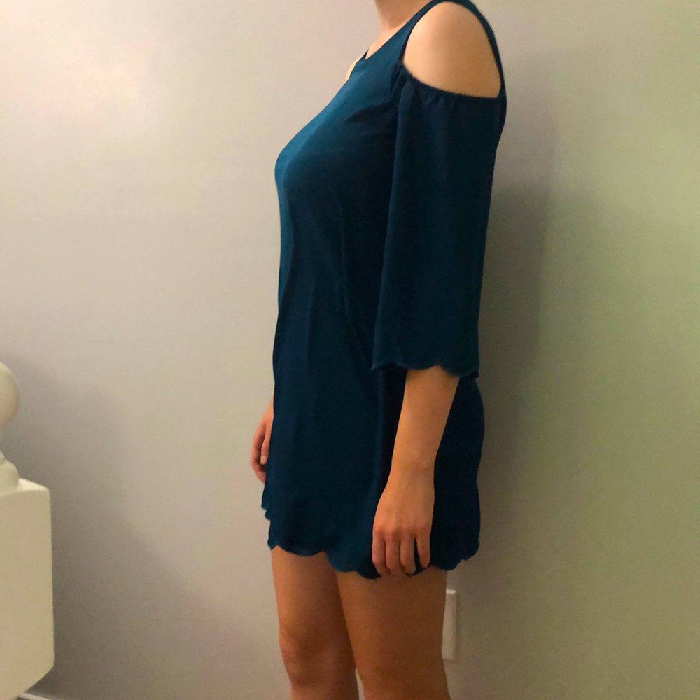 Lily Rose Scalloped Cold Shoulder Mini Dress